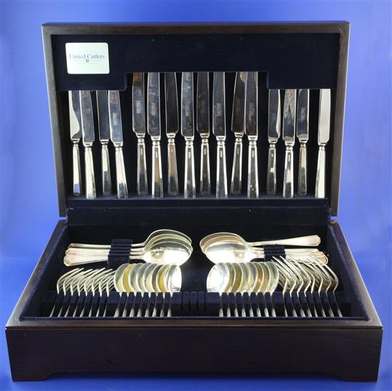 A modern part canteen of silver Grecian pattern cutlery for eight, weighable silver 77 oz.